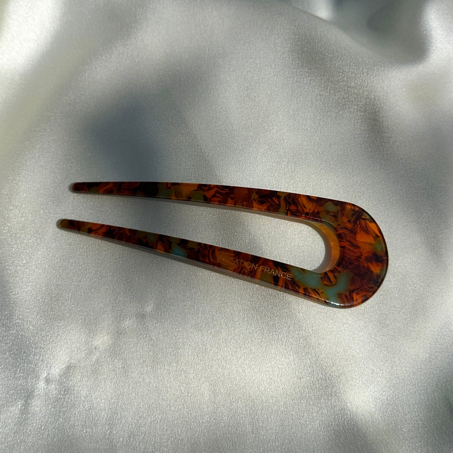 Close up product image of the Classic Vintage Inspired U-Shaped Hairpin Hair Fork showing the Tortoise color