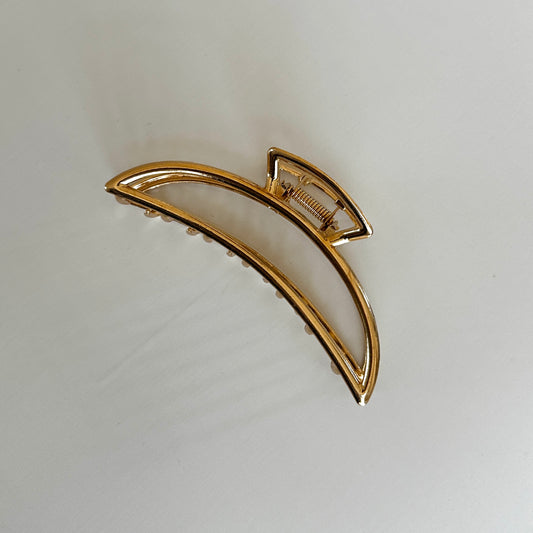 Close up product image of the Crescent shaped Gold-Tone Metal Hair Claw Clip